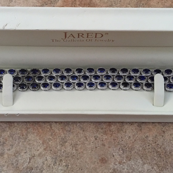 Jared 3-Row Sterling Silver & Sapphire Bracelet - Picture 1 of 4